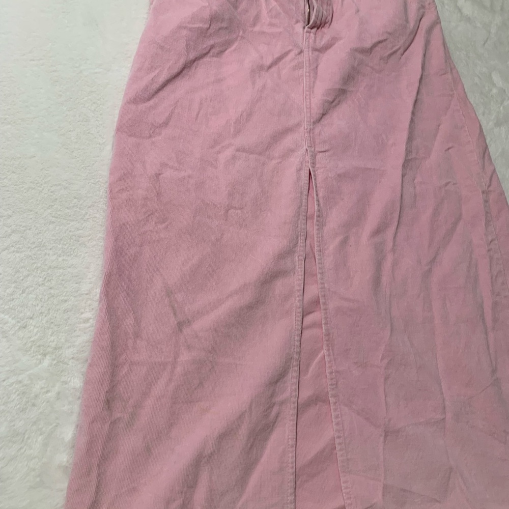 SZ 11 WARM Pink Maxi Skirt Soft Corduroy!Slit for Movement-Vtg No Boundaries